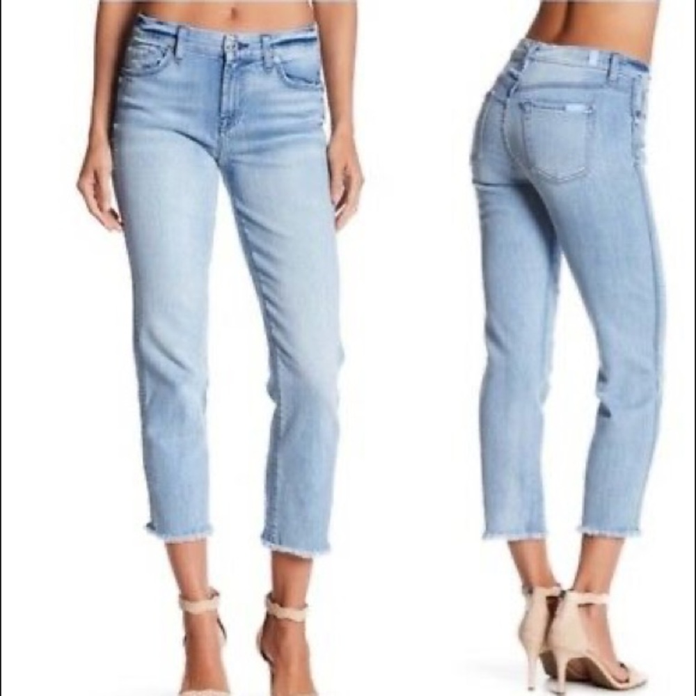 7 for All Mankind Frayed Ankle Straight Jeans